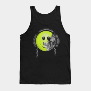 90's Rave Music Smiley Face Skeleton T Shirt Tank Top